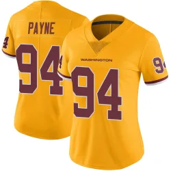 Washington Commanders Women's Limited Gold Color Rush Jersey (94 Daron Payne)