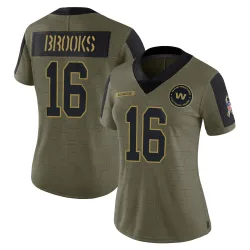 Washington Commanders Women's Limited Olive 2021 Salute To Service Jersey (16 Ja'Corey Brooks)