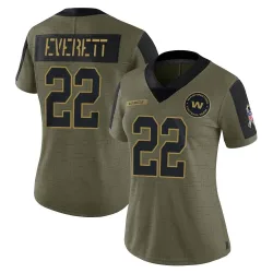 Washington Commanders Women's Limited Olive 2021 Salute To Service Jersey (22 Deshazor Everett)