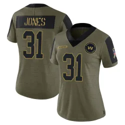 Washington Commanders Women's Limited Olive 2021 Salute To Service Jersey (31 Jonathan Jones)