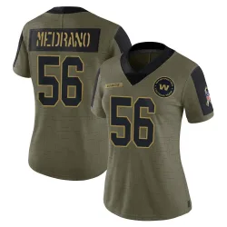 Washington Commanders Women's Limited Olive 2021 Salute To Service Jersey (56 Kain Medrano)