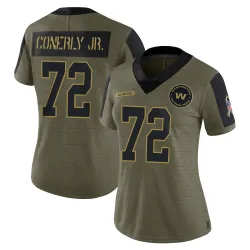 Washington Commanders Women's Limited Olive 2021 Salute To Service Jersey (72 Josh Conerly Jr.)