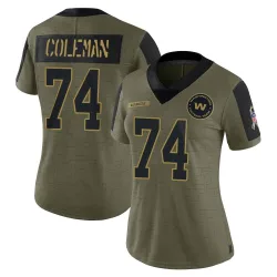 Washington Commanders Women's Limited Olive 2021 Salute To Service Jersey (74 Brandon Coleman)