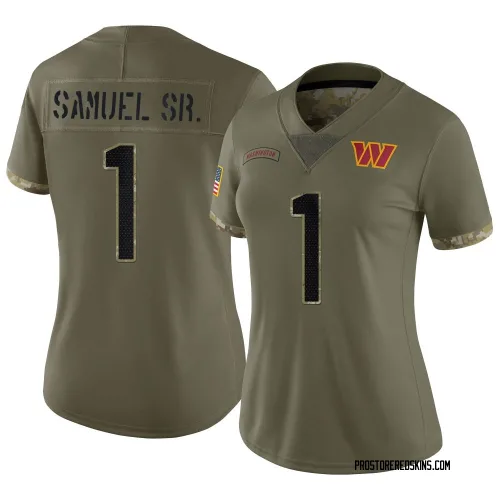 Washington Commanders Women's Limited Olive 2022 Salute To Service Jersey (1 Deebo Samuel Sr.)