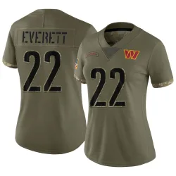 Washington Commanders Women's Limited Olive 2022 Salute To Service Jersey (22 Deshazor Everett)
