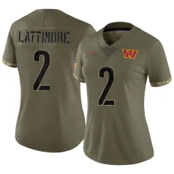 Washington Commanders Women's Limited Olive 2022 Salute To Service Jersey (2 Marshon Lattimore)