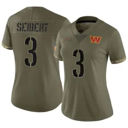 Washington Commanders Women's Limited Olive 2022 Salute To Service Jersey (3 Austin Seibert)