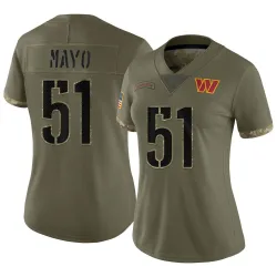 Washington Commanders Women's Limited Olive 2022 Salute To Service Jersey (51 David Mayo)