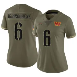 Washington Commanders Women's Limited Olive 2022 Salute To Service Jersey (6 Noah Igbinoghene)
