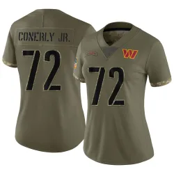Washington Commanders Women's Limited Olive 2022 Salute To Service Jersey (72 Josh Conerly Jr.)