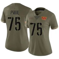 Washington Commanders Women's Limited Olive 2022 Salute To Service Jersey (75 Chris Paul)