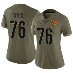 Washington Commanders Women's Limited Olive 2022 Salute To Service Jersey (76 Sam Cosmi)