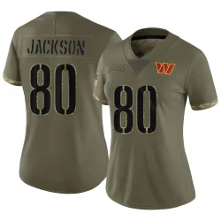 Washington Commanders Women's Limited Olive 2022 Salute To Service Jersey (80 Tyree Jackson)