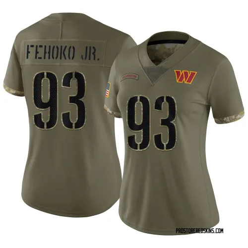 Washington Commanders Women's Limited Olive 2022 Salute To Service Jersey (93 Viliami Fehoko Jr.)