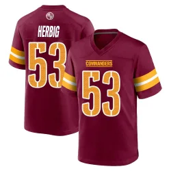 Washington Commanders Youth Game Burgundy Jersey (53 Nate Herbig)