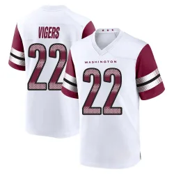 Washington Commanders Youth Game White Jersey (22 Car'lin Vigers)
