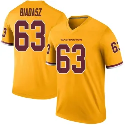 Washington Commanders Youth Legend Gold Color Rush Jersey (63 Tyler Biadasz)