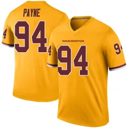 Washington Commanders Youth Legend Gold Color Rush Jersey (94 Daron Payne)